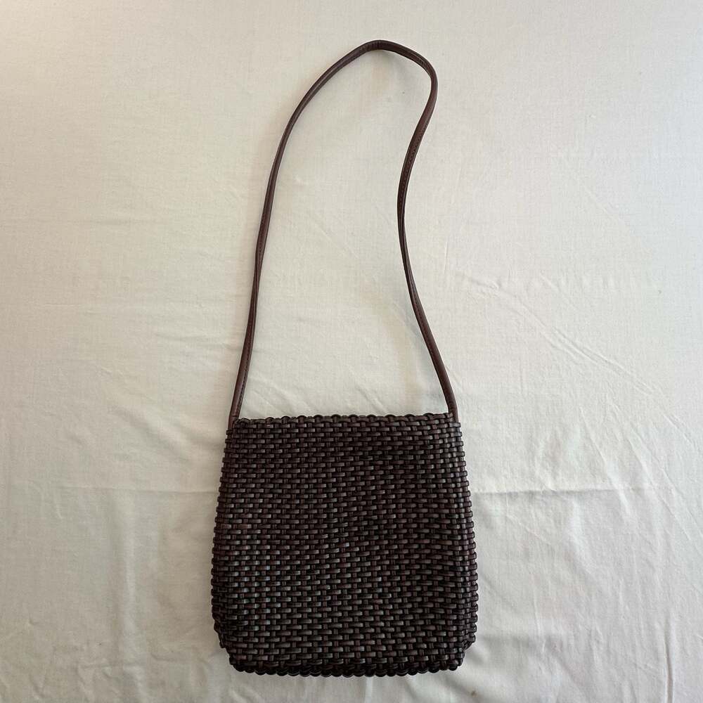Vintage Nine West Brown Woven Leather Shoulder Bag